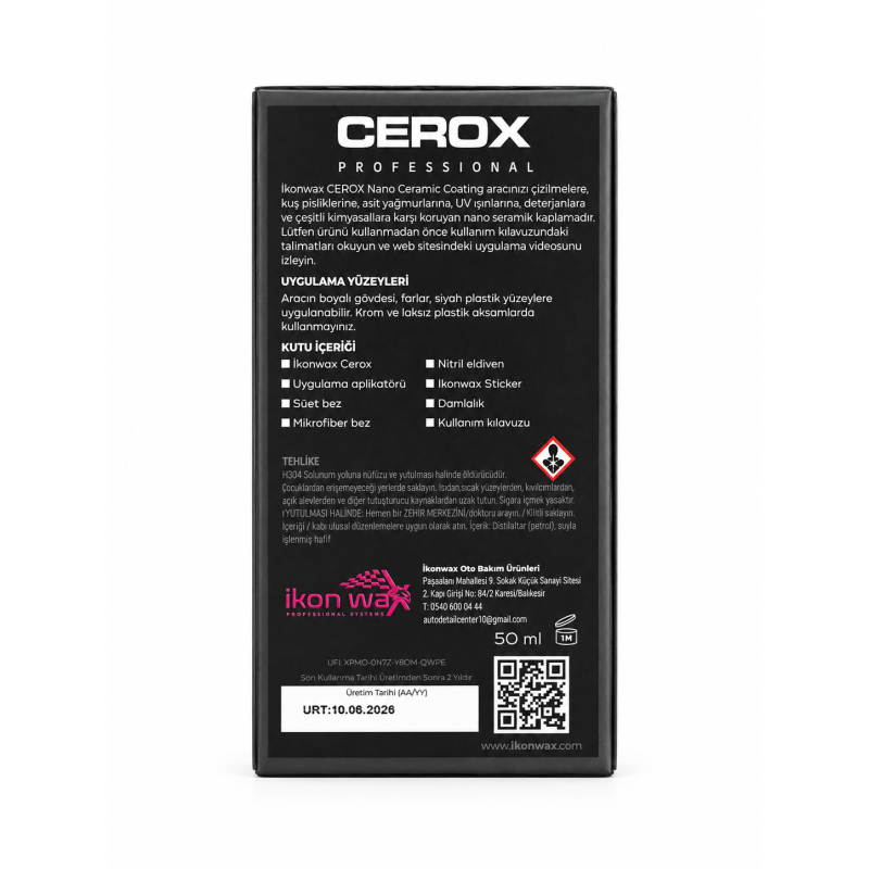 İkonwax CEROX Nano Ceramic Coating 50 ml  10H Seramik Kaplama  3 Yıl Koruma  Profesyonel Boya Koruma