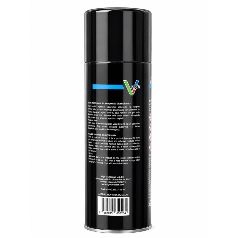 V Tech PPF ve Etiket Sökücü Sprey 500 ML  Yapışkan İzi Sticker Bant Temizleyici